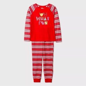 CAT & JACK OEKO-TEK “OH WHAT FUN” PAJAMA SET - RED GIRL SIZES (NEW WITH TAGS)